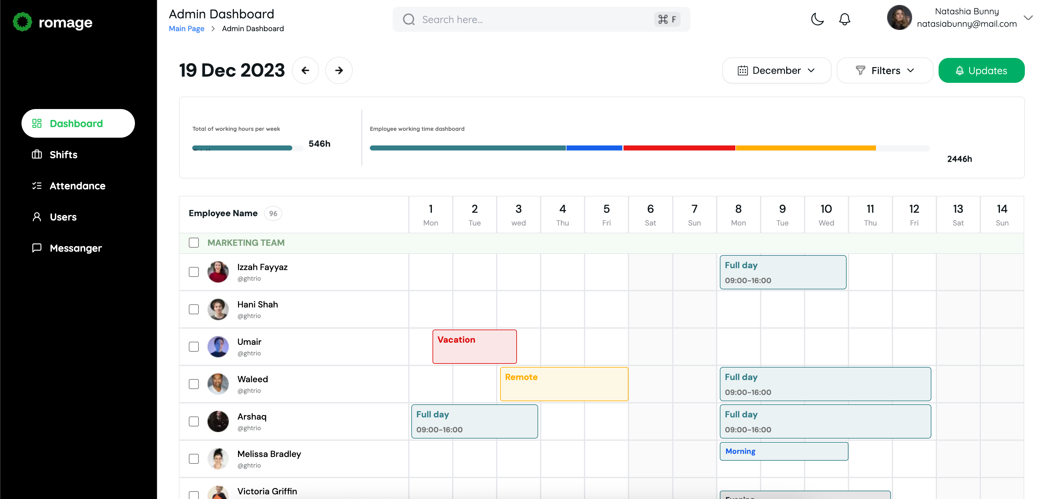 Screenshot of Romage (RMS) project